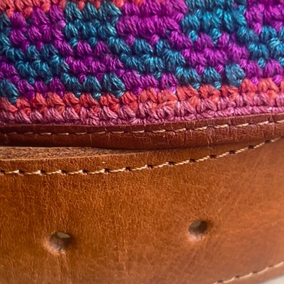 Embroidered leather belt 32 unisex mens summer preppy thread unisex - Picture 2 of 5